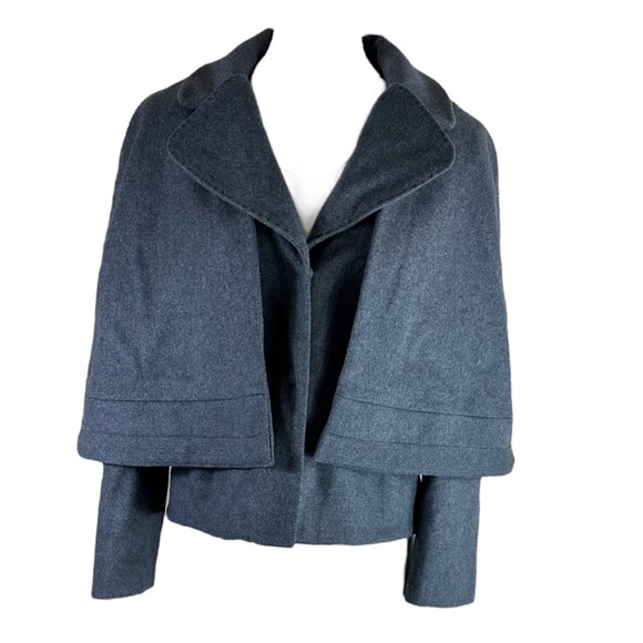 Tory Burch Jess Jacket in Grey Melange with Removable Cape Size 10 - Picture 7 of 10